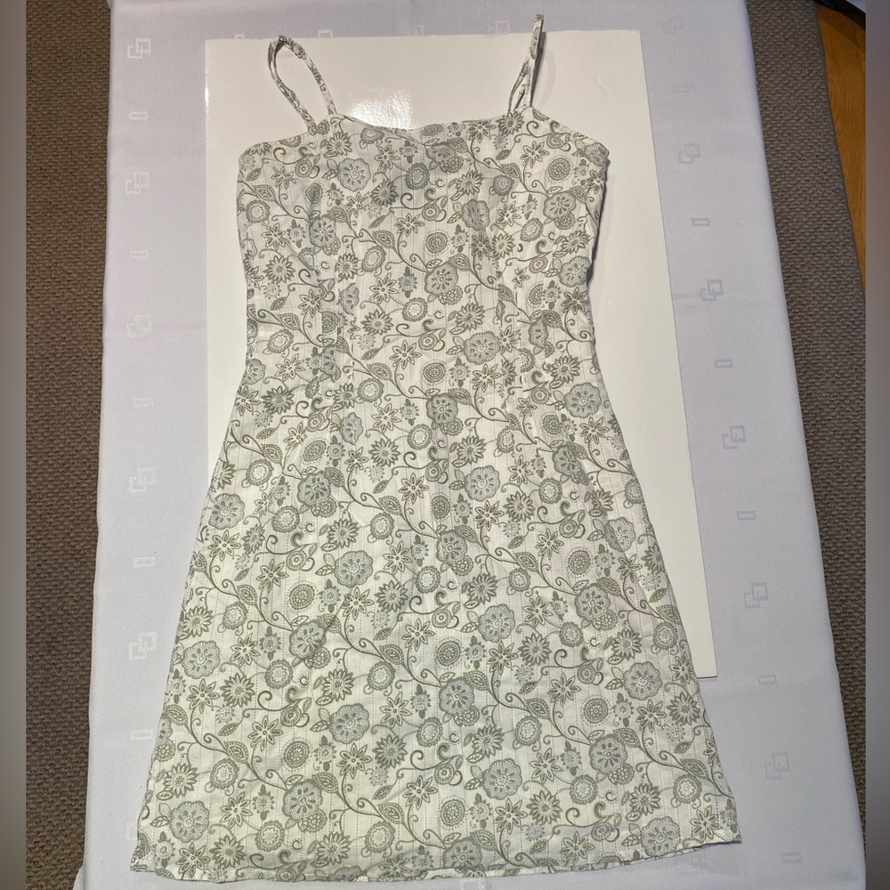 White dress with green pattern size 10